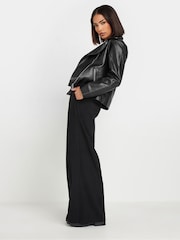PixieGirl Petite Black PU Biker Jacket - Image 2 of 4