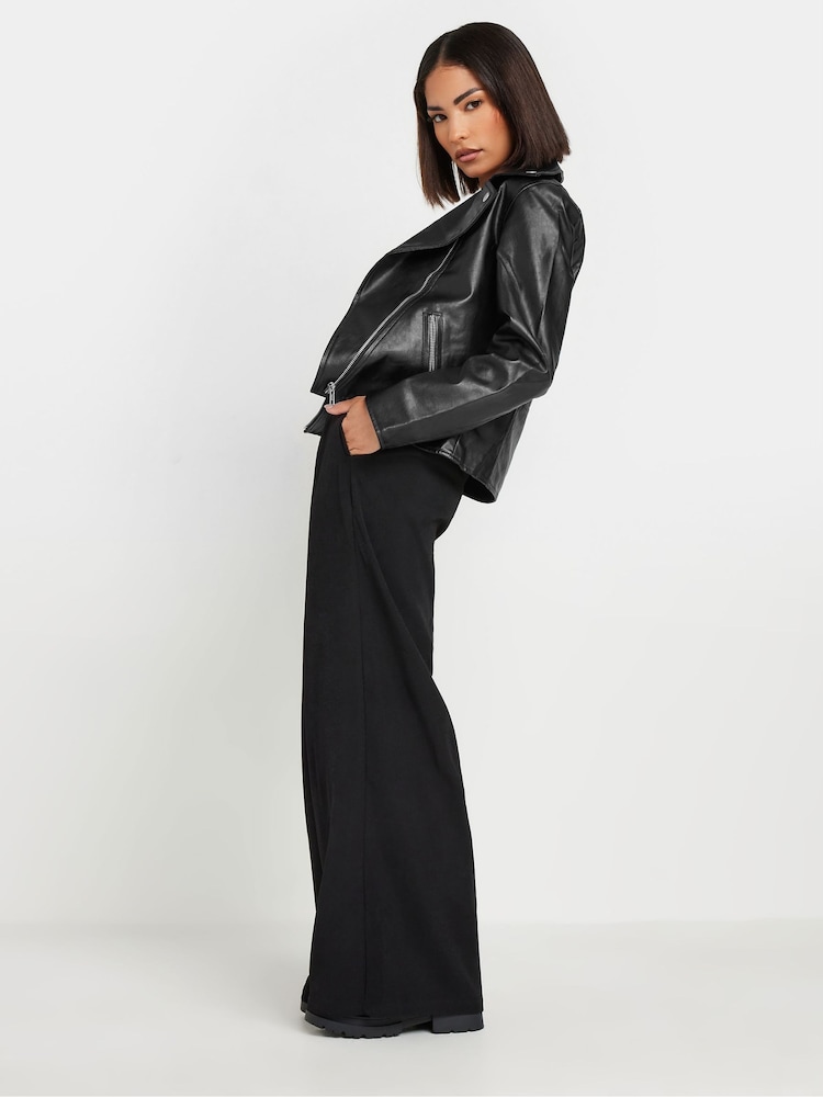 PixieGirl Petite Black PU Biker Jacket - Image 2 of 4