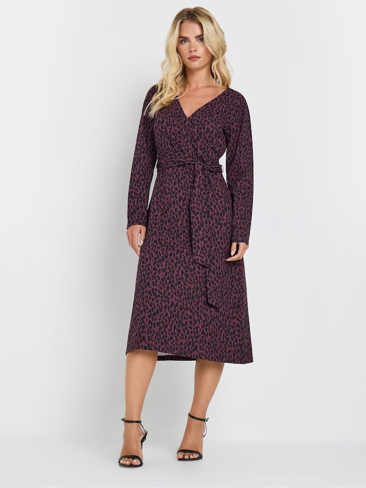 M&Co Purple Petite Animal Wrap Dress - Image 1 of 5