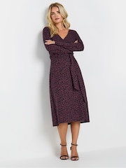 M&Co Purple Petite Animal Wrap Dress - Image 2 of 5