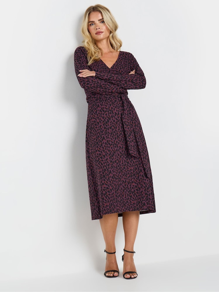 M&Co Purple Petite Animal Wrap Dress - Image 2 of 5