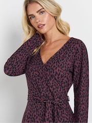 M&Co Purple Petite Animal Wrap Dress - Image 4 of 5