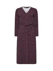 M&Co Purple Petite Animal Wrap Dress - Image 5 of 5