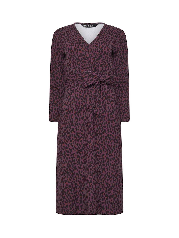 M&Co Purple Petite Animal Wrap Dress - Image 5 of 5