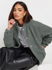PixieGirl Petite Grey Cosy Bomber Jacket - Image 1 of 5