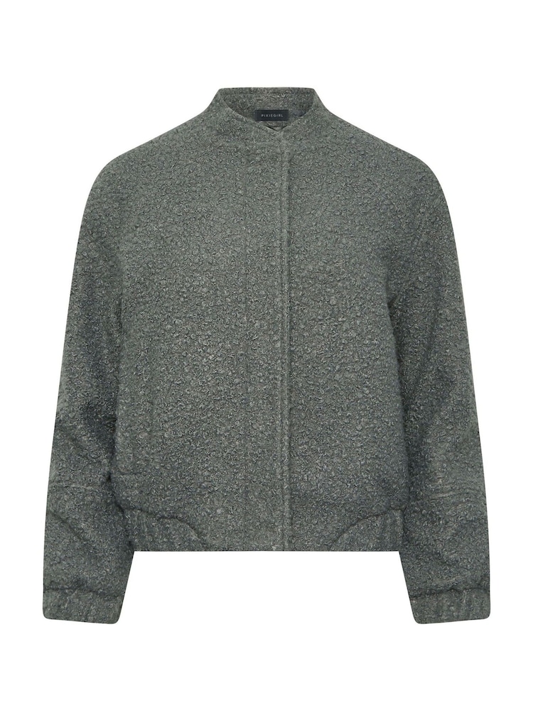 PixieGirl Petite Grey Cosy Bomber Jacket - Image 5 of 5