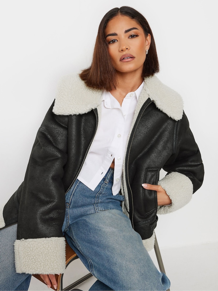 PixieGirl Petite Black Aviator Style Jacket - Image 1 of 6