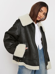 PixieGirl Petite Black Aviator Style Jacket - Image 2 of 6