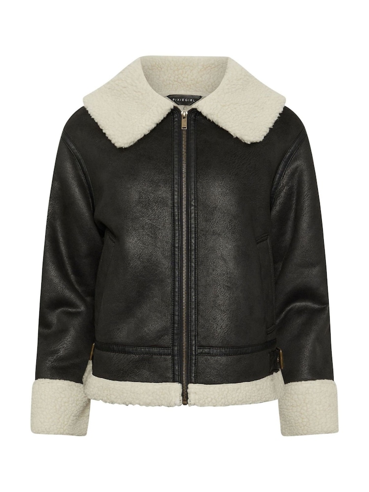 PixieGirl Petite Black Aviator Style Jacket - Image 6 of 6