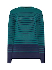 Long Tall Sally Dark Green Fine Knit Striped Jumper - Image 5 of 5