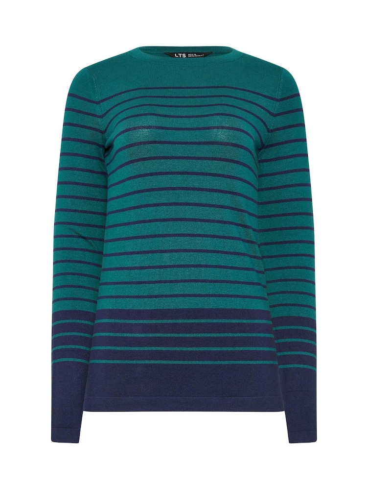 Long Tall Sally Dark Green Fine Knit Striped Jumper - Image 5 of 5
