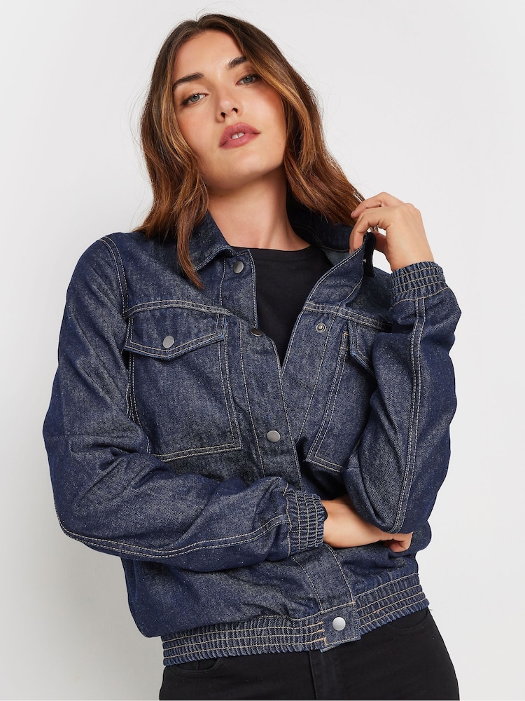 Long Tall Sally Blue Bomber 100% Cotton Jacket - Image 1 of 6