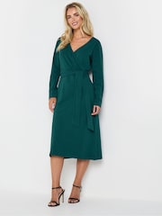 M&Co Blue Petite Plain Wrap Dress - Image 2 of 5