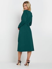 M&Co Blue Petite Plain Wrap Dress - Image 3 of 5