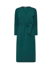 M&Co Blue Petite Plain Wrap Dress - Image 5 of 5