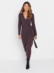 Long Tall Sally Purple Wrap Midi Dress - Image 2 of 5