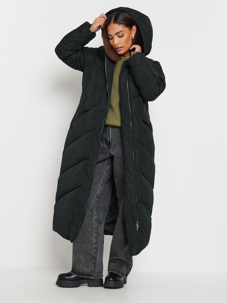 PixieGirl Petite Black Maxi Padded Coat - Image 1 of 5
