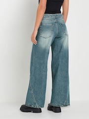 PixieGirl Petite Blue Sailor Seam Wide Leg 100% Cotton Jeans - Image 3 of 5