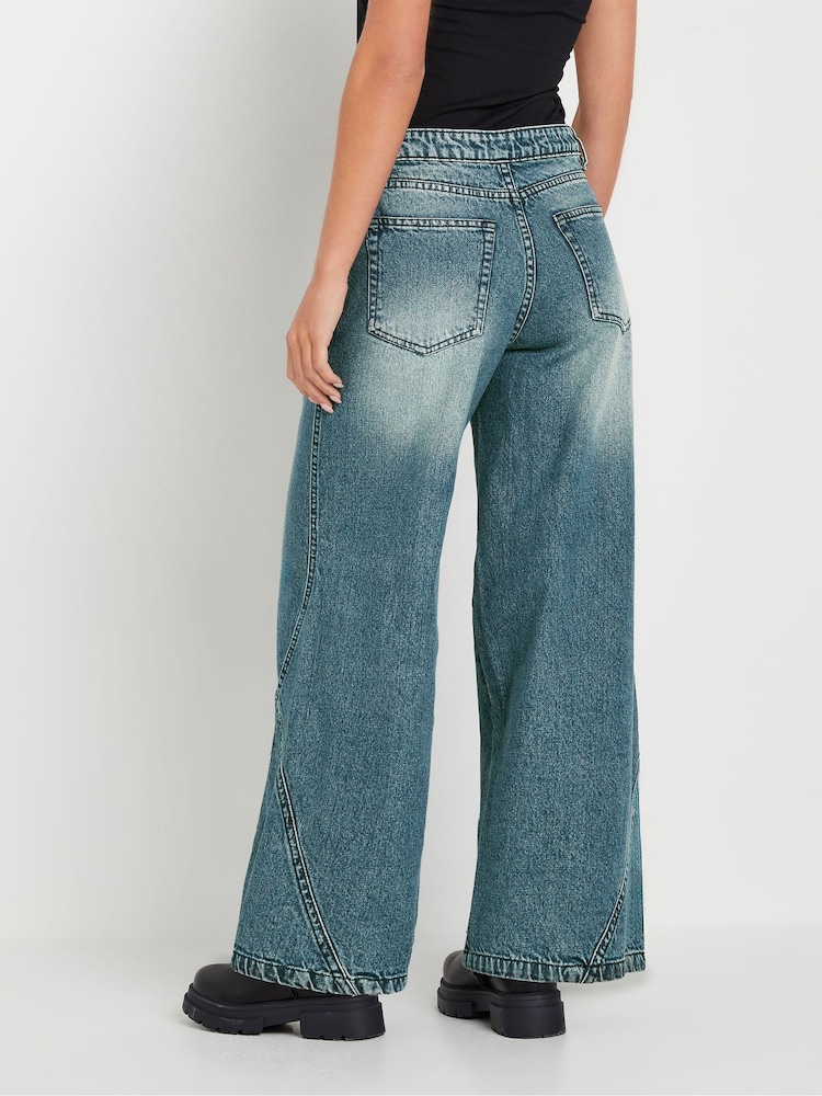 PixieGirl Petite Sailor Seam Wide Leg 100% Cotton Jeans - Image 3 of 5
