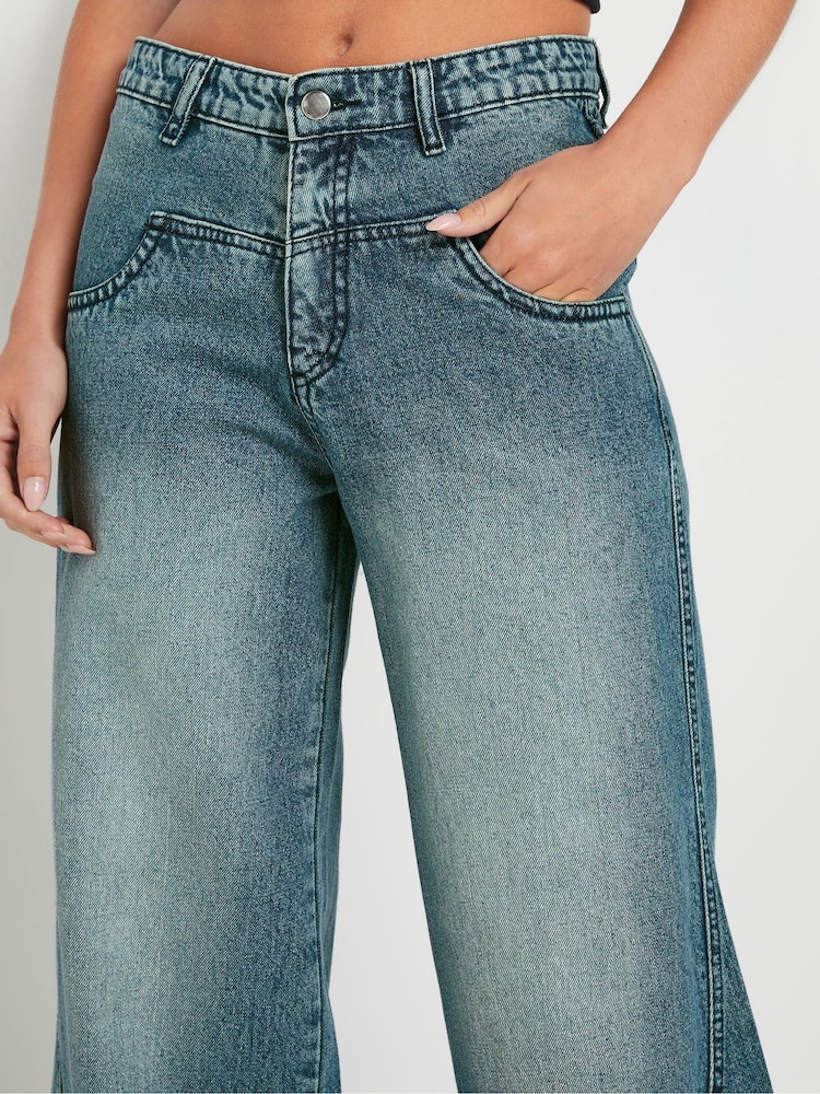 PixieGirl Petite Sailor Seam Wide Leg 100% Cotton Jeans - Image 4 of 5