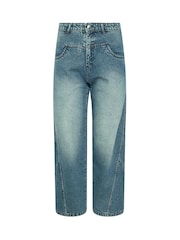 PixieGirl Petite Blue Sailor Seam Wide Leg 100% Cotton Jeans - Image 5 of 5