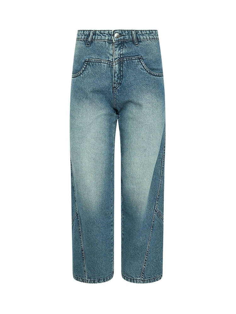 PixieGirl Petite Blue Sailor Seam Wide Leg 100% Cotton Jeans - Image 5 of 5