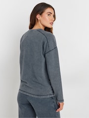 Long Tall Sally Blue Acid Wash Crew Neck Sweatshirt - Image 2 of 5