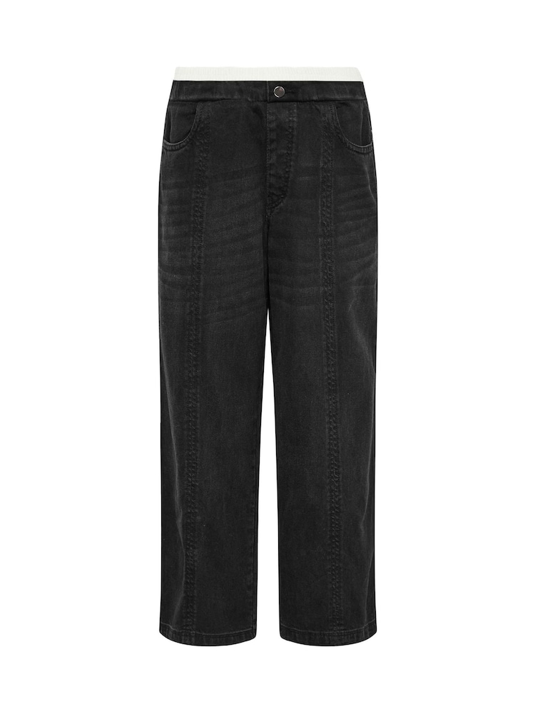 PixieGirl Petite Black Boxer Waistband Seam Leg 100% Cotton Jeans - Image 1 of 1