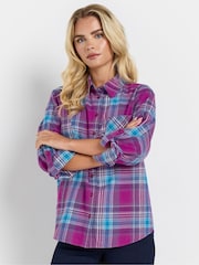 M&Co Purple Petite Check 100% Cotton Shirt - Image 1 of 5