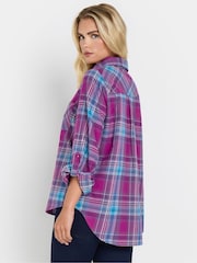 M&Co Purple Petite Check 100% Cotton Shirt - Image 3 of 5