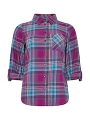 M&Co Purple Petite Check 100% Cotton Shirt - Image 5 of 5