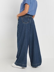 PixieGirl Petite Blue Mid Blue Super Wide 100% Cotton Jeans - Image 3 of 5