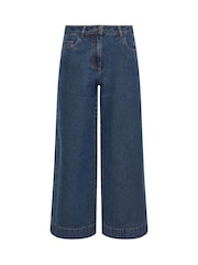 PixieGirl Petite Blue Mid Blue Super Wide 100% Cotton Jeans - Image 5 of 5