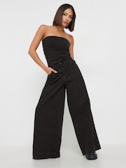 PixieGirl Petite Black Blk Super Wide 100% Cotton Jeans - Image 1 of 6