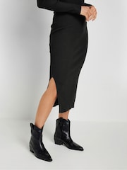 Long Tall Sally Black Sweetheart Neck Knitted Dress - Image 2 of 5