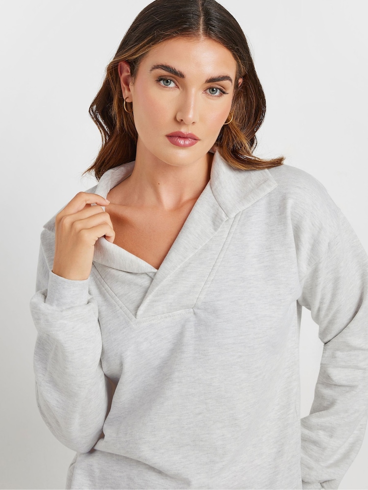 Long Tall Sally Grey Cross Over Sweatshirt - Image 4 of 5