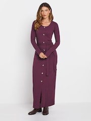 Long Tall Sally Red Long Sleeve Ribbed Button Maxi Dress - Image 1 of 5
