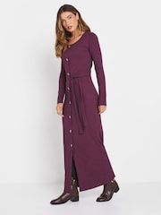 Long Tall Sally Red Long Sleeve Ribbed Button Maxi Dress - Image 2 of 5