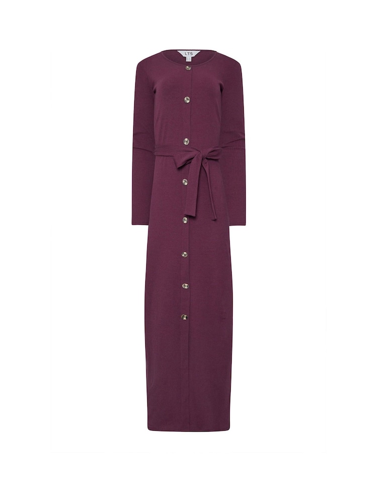 Long Tall Sally Red Long Sleeve Ribbed Button Maxi Dress - Image 5 of 5