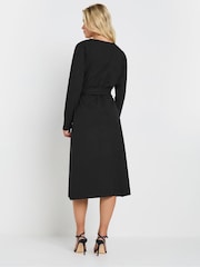 M&Co Black Petite Plain Wrap Front Dress - Image 3 of 5
