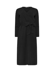 M&Co Black Petite Plain Wrap Front Dress - Image 5 of 5