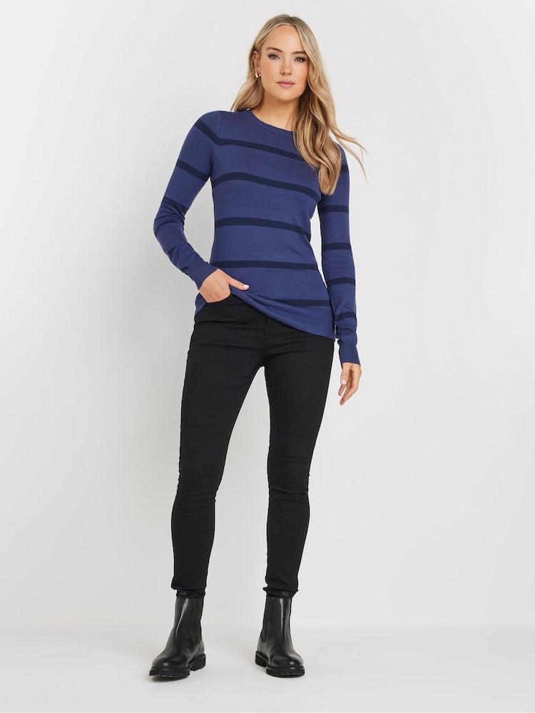 Long Tall Sally Blue Stripe Fine Gauge Jumper - Image 2 of 5