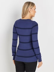 Long Tall Sally Blue Stripe Fine Gauge Jumper - Image 3 of 5