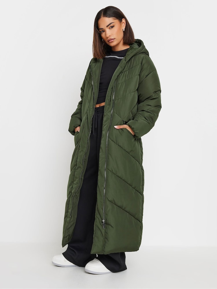 PixieGirl Petite Green Maxi Padded Coat - Image 1 of 5