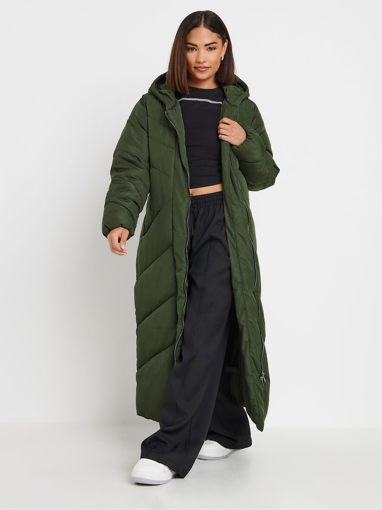 PixieGirl Petite Green Maxi Padded Coat - Image 2 of 5