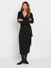 Long Tall Sally Black Wrap Midi Dress - Image 1 of 5