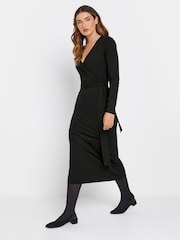 Long Tall Sally Black Wrap Midi Dress - Image 2 of 5