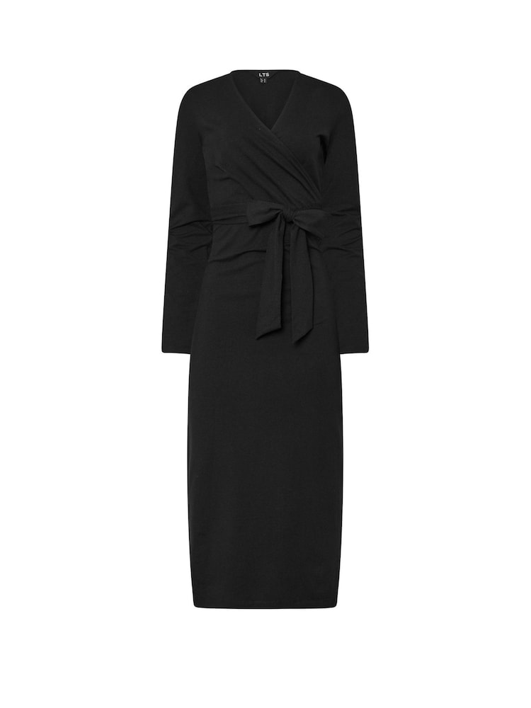 Long Tall Sally Black Wrap Midi Dress - Image 5 of 5