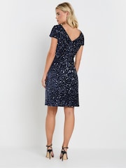 M&Co Blue Petite Sequin Velvet Shift Dress - Image 3 of 5