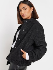 PixieGirl Petite Black Cosy Bomber Jacket - Image 1 of 4